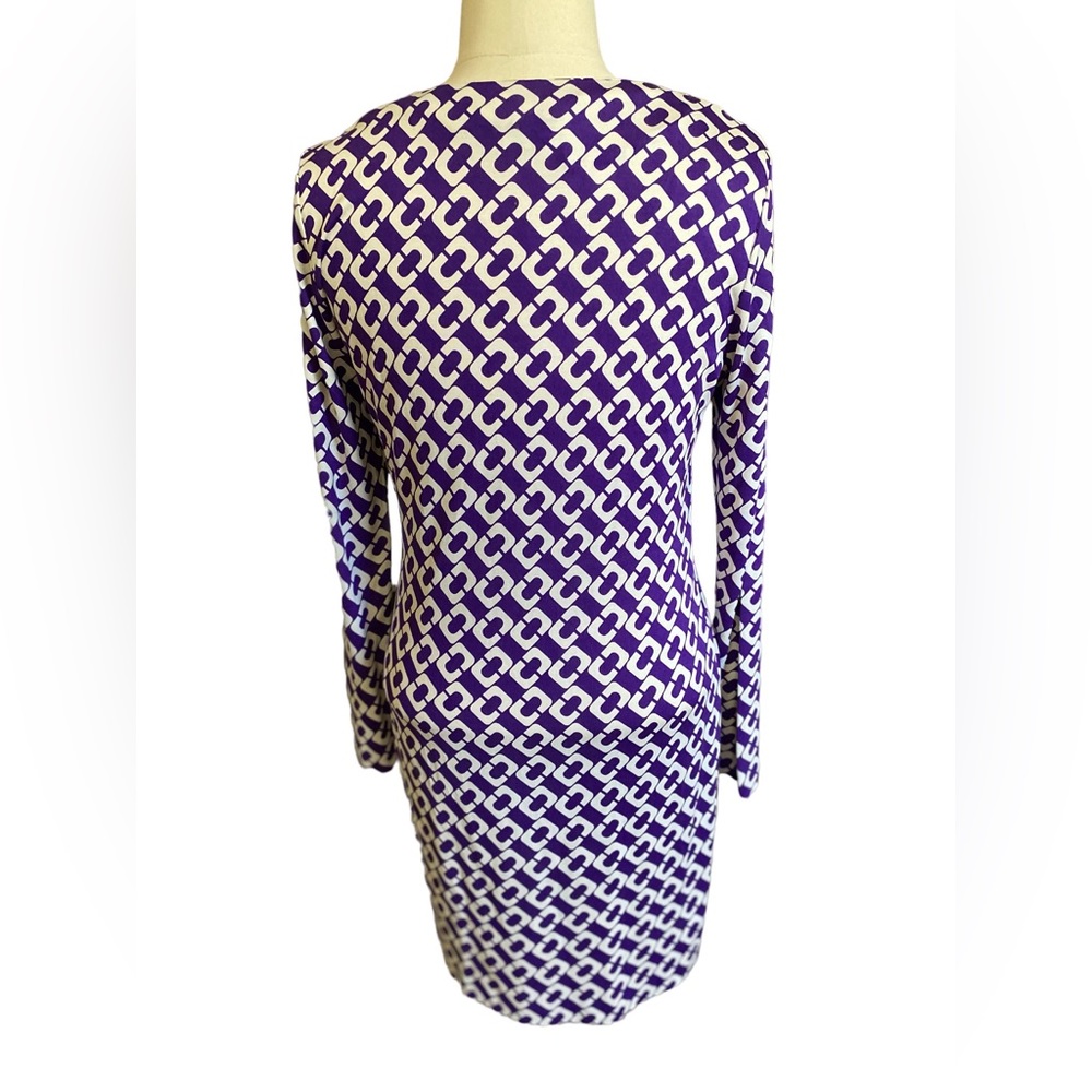 Diane von Furstenberg Purple and White MIDI Dress - Picture 7 of 7
